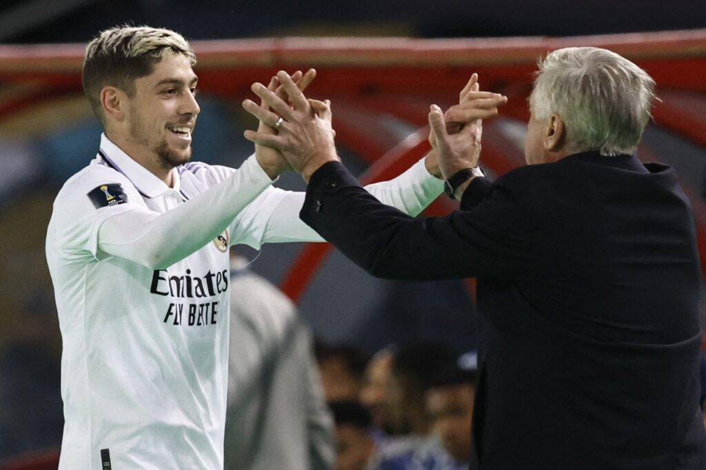 كارلو أنشيلوتي - فيديريكو فالفيردي - ريال مدريد (المصدر:Gettyimages)