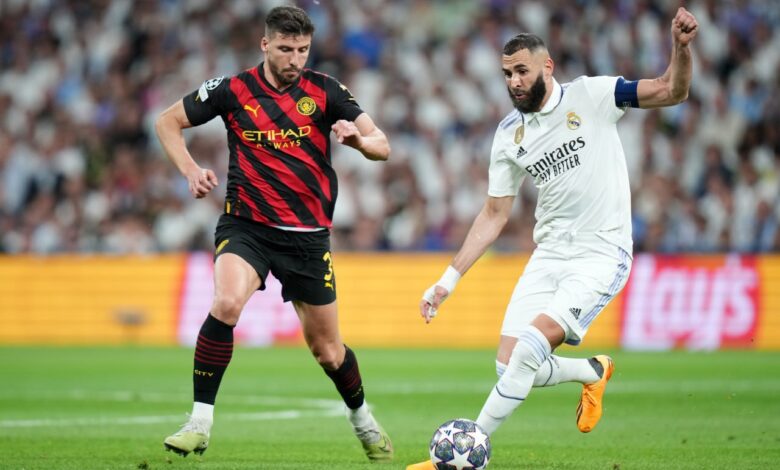 كريم بنزيما - روبن دياس - ريال مدريد ضد مانشستر سيتي (المصدر:Gettyimages)