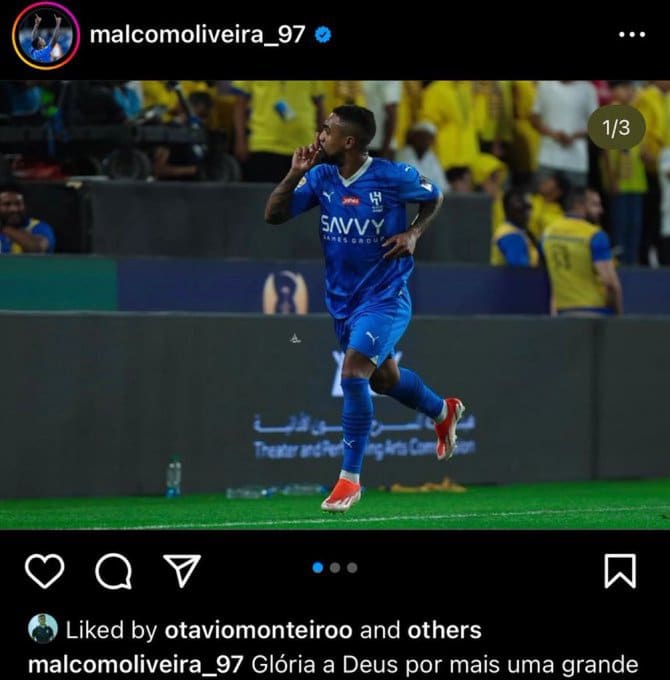 رسالة أوتافيو لجماهير النصر بعد إعجابه باحتفال مالكوم بهدفه ضد العالمي