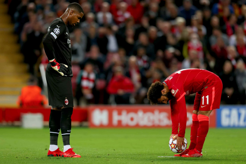 ميلان ضد ليفربول - محمد صلاح - مايك ماينان - المصدر (Getty images)