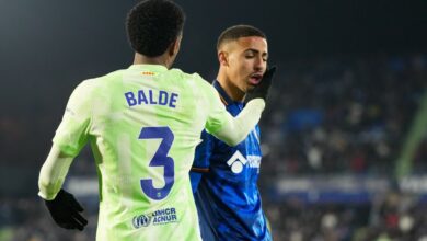 إسماعيل بخوشة وأليخاندرو بالدي - برشلونة ضد خيتافي (Gettyimages)