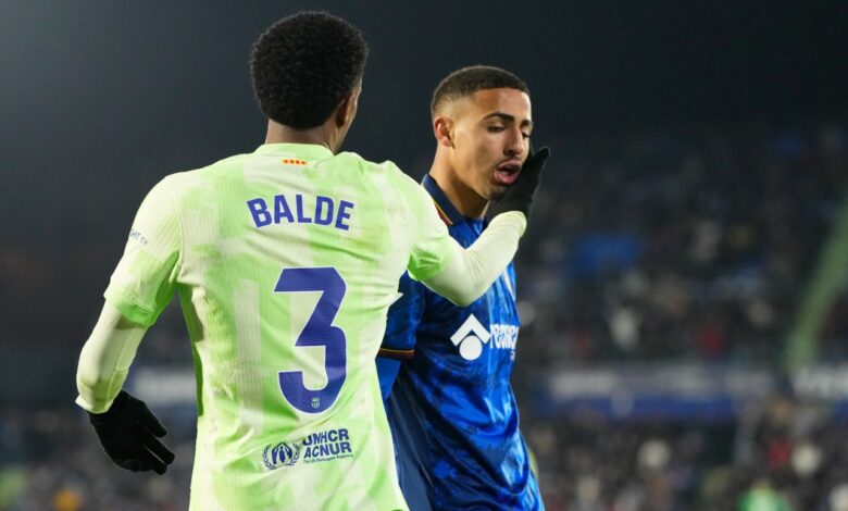 إسماعيل بخوشة وأليخاندرو بالدي - برشلونة ضد خيتافي (Gettyimages)