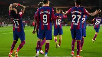 لامين يامال - روبرت ليفاندوفسكي - رافينيا - برشلونة (المصدر:Gettyimages)