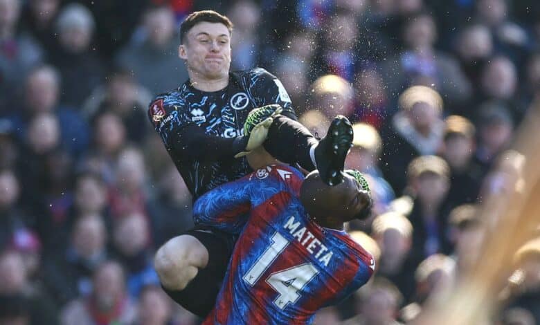 لحظة تدخل روبيرتس على جون فيليب ماتيتا - كريستال بالاس ضد ميلوول