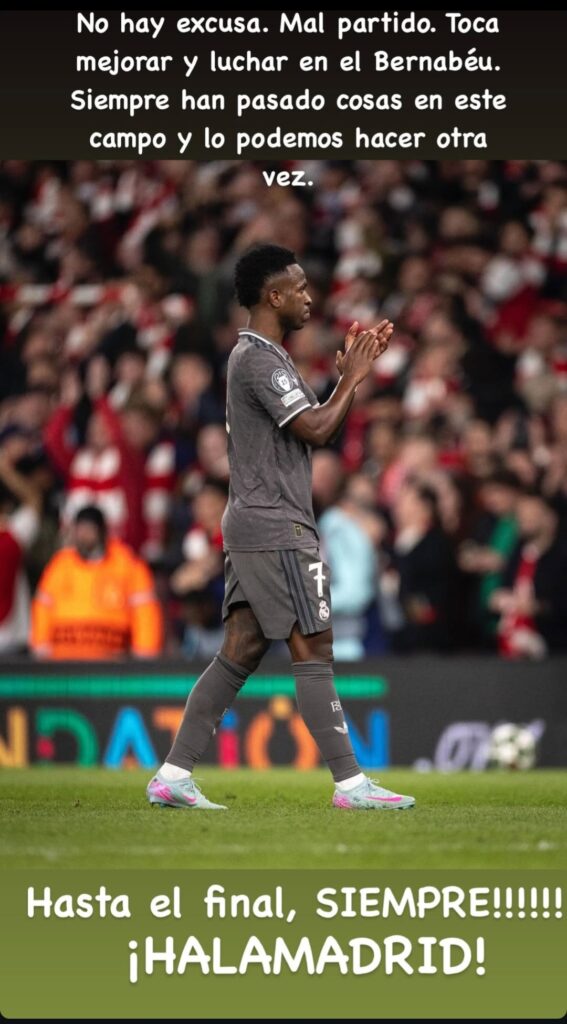 رسالة فينيسيوس لجماهير ريال مدريد عقب ثلاثية أرسنال