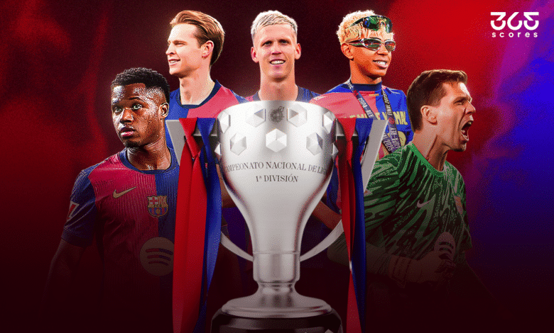 عدد مرات الفوز بالليجا لكل لاعب بقائمة برشلونة