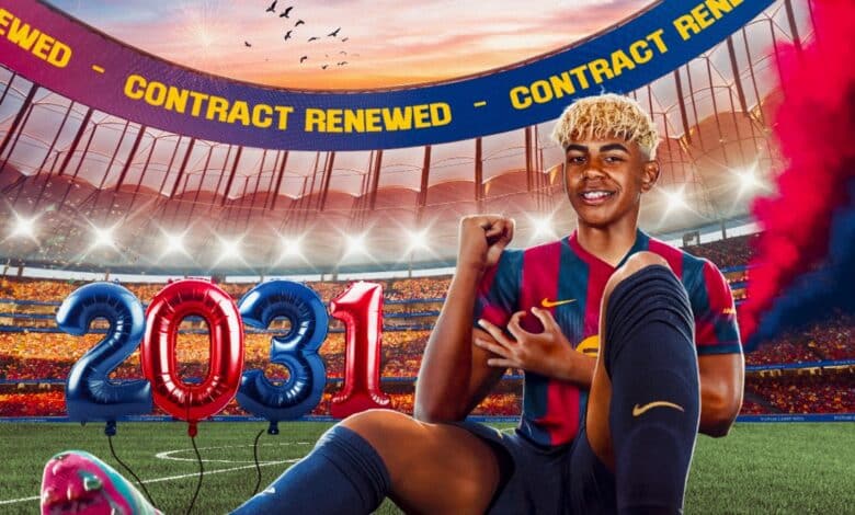 تجديد عقد لامين يامال مع برشلونة