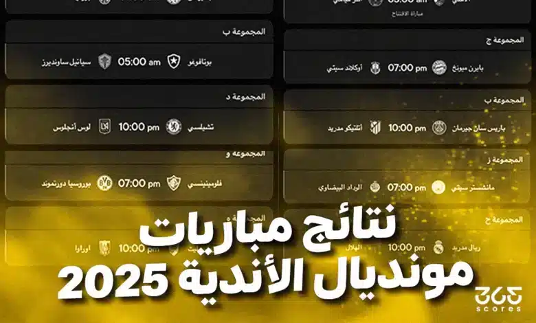 نتائج مباريات كأس العالم للأندية 2025
