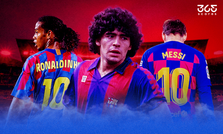 كل اللاعبين الذين ارتدوا القميص رقم 10 في برشلونة