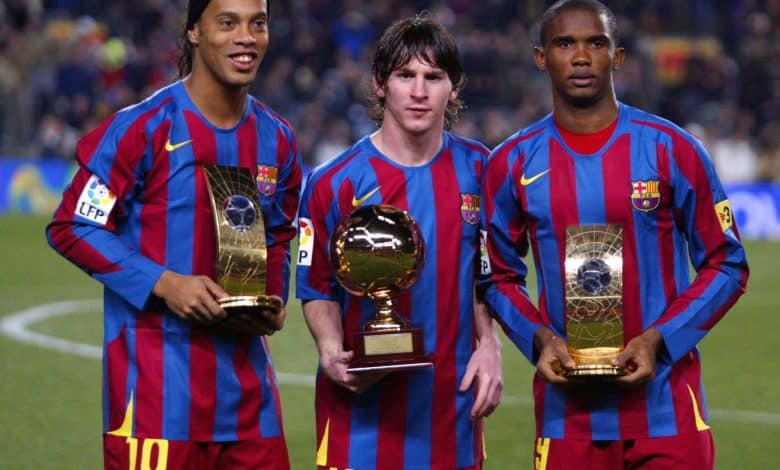 صامويل إيتو - ليونيل ميسي - رونالدينيو - المصدر (Getty images)