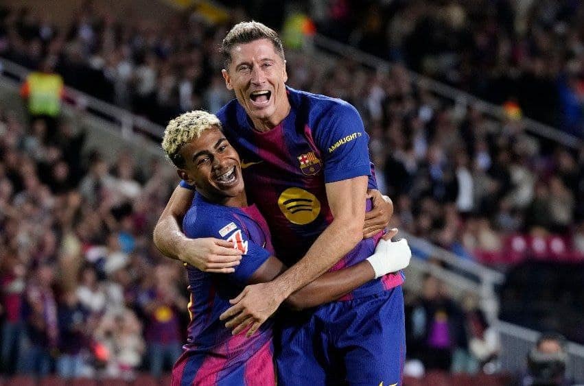 روبرت ليفاندوفسكي - لامين يامال - برشلونة - المصدر (Getty images)