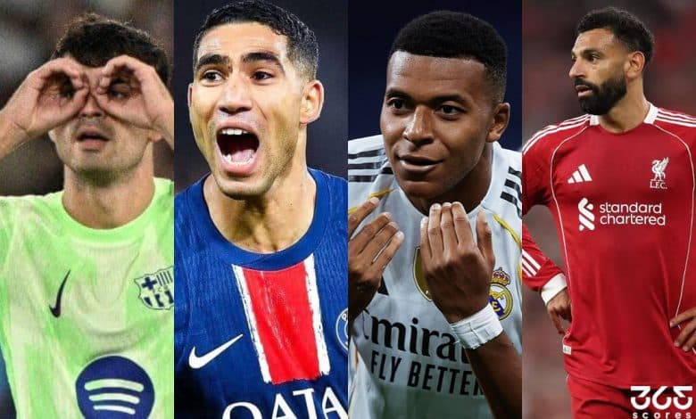 محمد صلاح - كيليان مبابي - أشرف حكيمي - بيدري (المصدر: gettyimages)