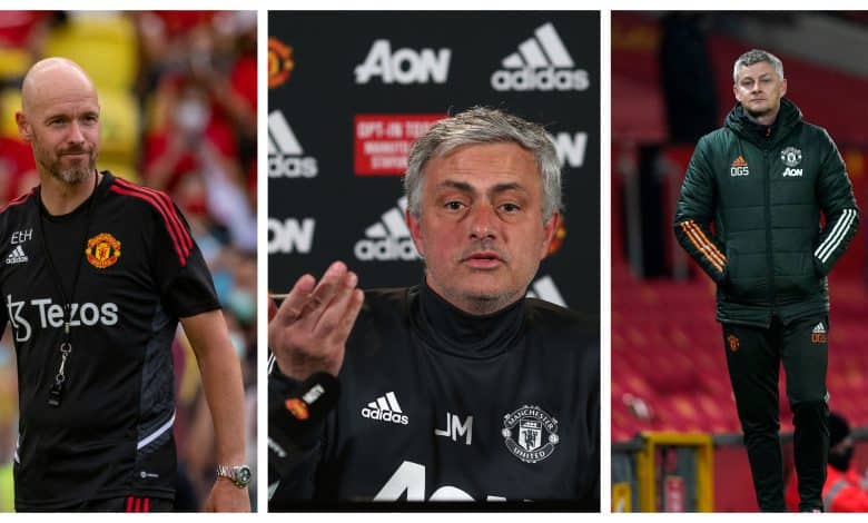 سولشاير - مورينيو - تين هاج - مانشستر يونايتد - المصدر (Getty images)