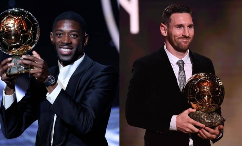 ليونيل ميسي - عثمان ديمبيلي - الكرة الذهبية - المصدر (Getty images)