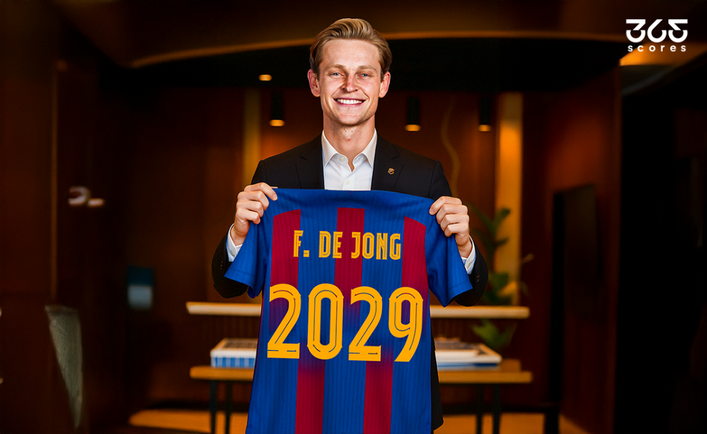 دي يونج يجدد عقده مع برشلونة