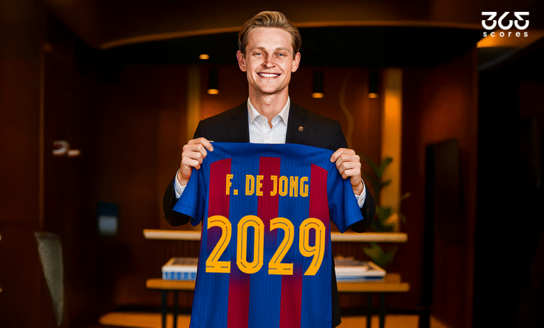 دي يونج يجدد عقده مع برشلونة