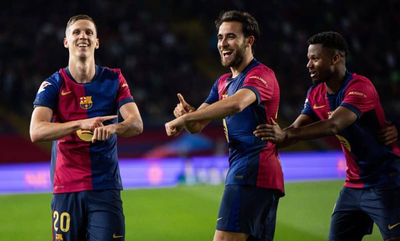 داني أولمو - إيريك جارسيا - أليخاندرو بالدي - برشلونة - المصدر (Getty images)