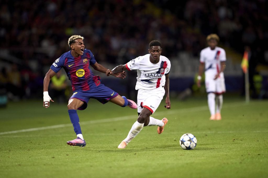 نونو مينديز - لامين يامال - باريس سان جيرمان ضد برشلونة (المصدر:Gettyimages)
