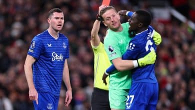 إدريسا جاي - جوردان بيكفورد - مايكل كين - إيفرتون ضد مانشستر يونايتد (المصدر:Gettyimages)