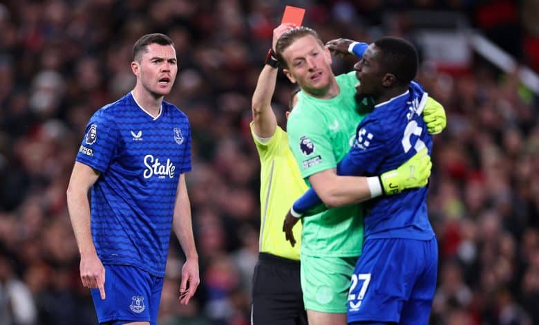 إدريسا جاي - جوردان بيكفورد - مايكل كين - إيفرتون ضد مانشستر يونايتد (المصدر:Gettyimages)