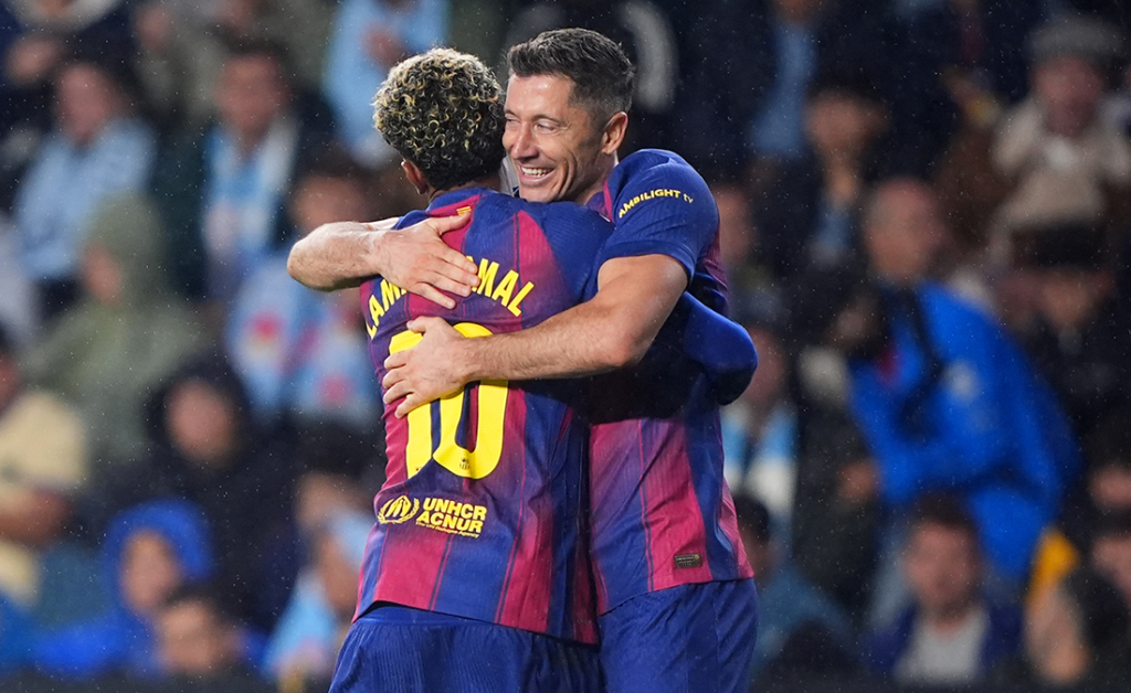 روبرت ليفاندوفسكي - لامين يامال - المصدر (Getty images)