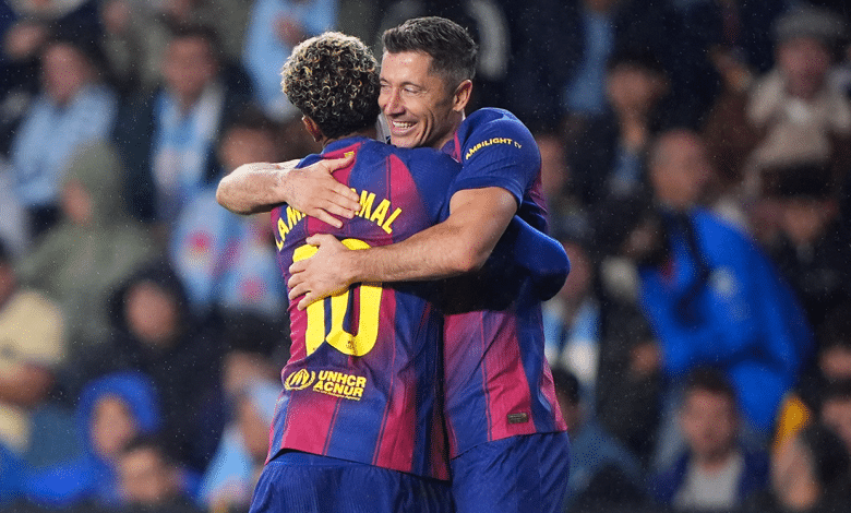 روبرت ليفاندوفسكي - لامين يامال - المصدر (Getty images)