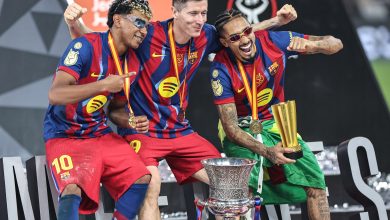 رافينيا - روبرت ليفاندوفسكي - لامين يامال - برشلونة - المصدر (Getty images)