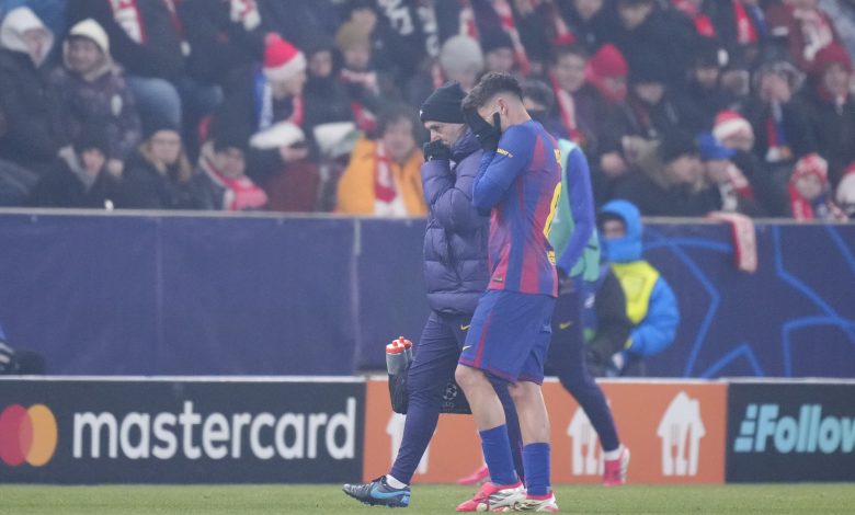 إصابة بيدري - سلافيا براج ضد برشلونة المصدر (Getty images)
