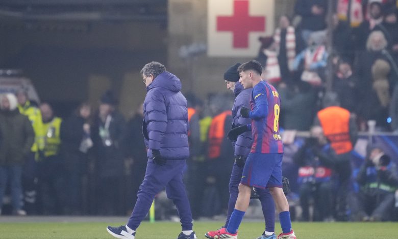 إصابة بيدري - سلافيا براج ضد برشلونة المصدر (Getty images)