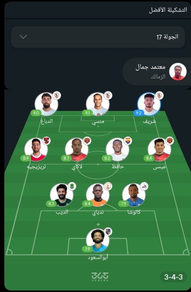 تشكيل الأسبوع من الدوري المصري