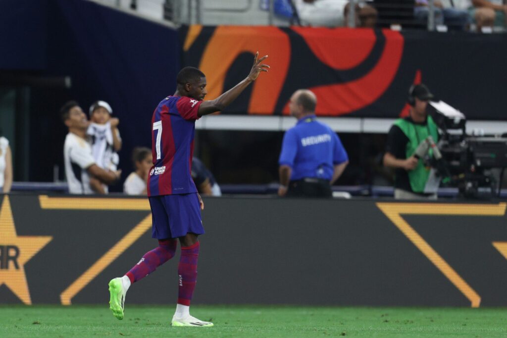 Ousmane Dembélé abrió la goleada del Barcelona contra el Real Madrid en Texas. Foto: Getty Images.