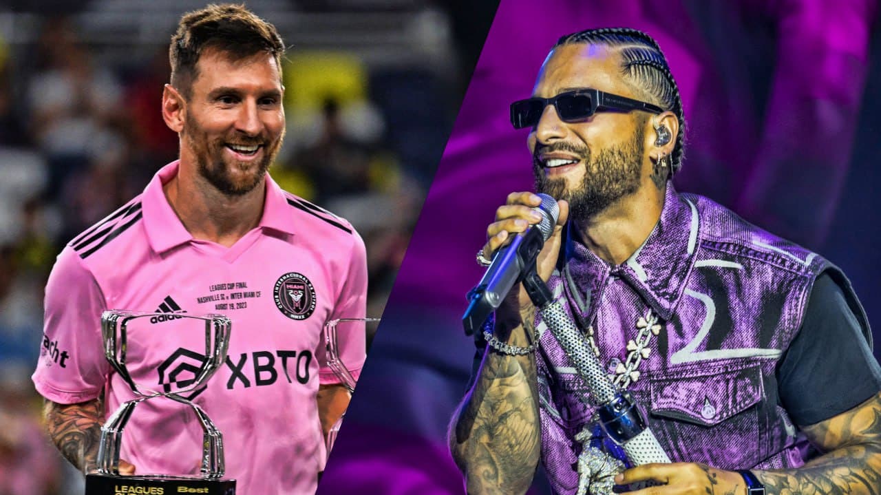 Leo Messi y el cantante colombiano Maluma