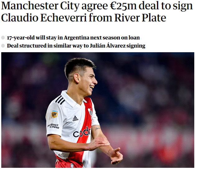 Las novedades del Diablito Echeverri en el diario The Guardian de Inglaterra