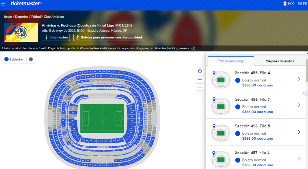 america vs pachuca 
 boletos fecha ticketmaster