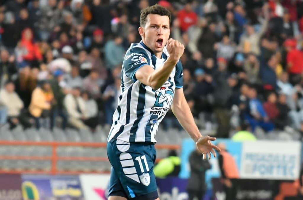 Oussama Idrissi festeja un gol don los Tuzos del Pachuca, Liga MX 2024 Rumor Club América Pachuca vs Monterrey dónde ver Pumas vs Pachuca vs New York RB