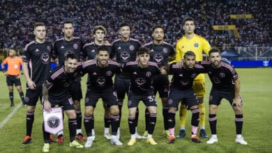 Jugadores del Inter Miami FC posan para la foto en el juego amistoso contra El Salvador en el estadio Cuscatlán. Puebla vs Inter Miami, Leagues Cup 2024