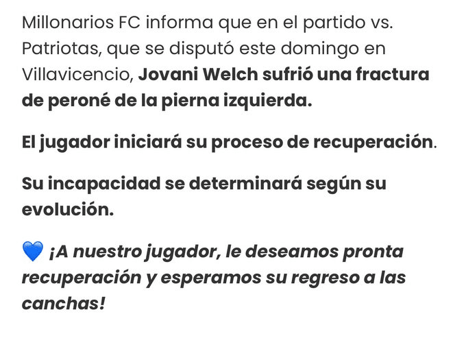 Lesion de Jovani Welch