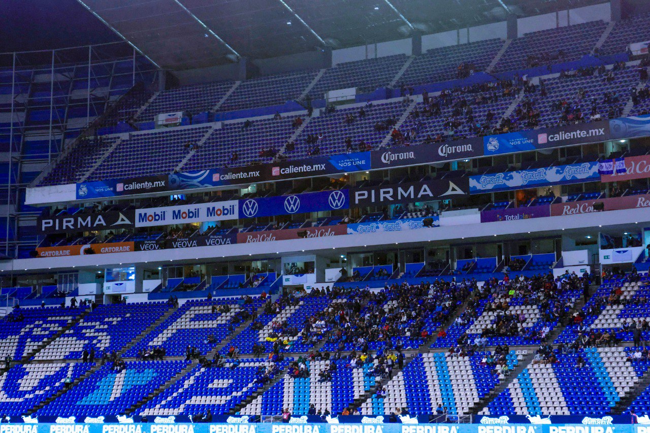 Estadio Cuauhtémoc, en Puebla, México. Semi vació en el partido entre el equipo local, Puebla, ante FC Juárez por Liga MX Apertura 2024