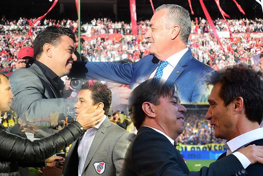 Marcelo Gallardo, mano a mano con los entrenadores de Boca