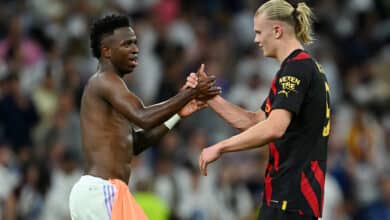 haaland y vinicius en real madrid vs manchester city