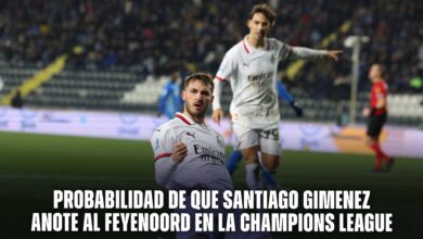 Santiago Giménez en el Feyenoord vs AC Milán por la Champions League.