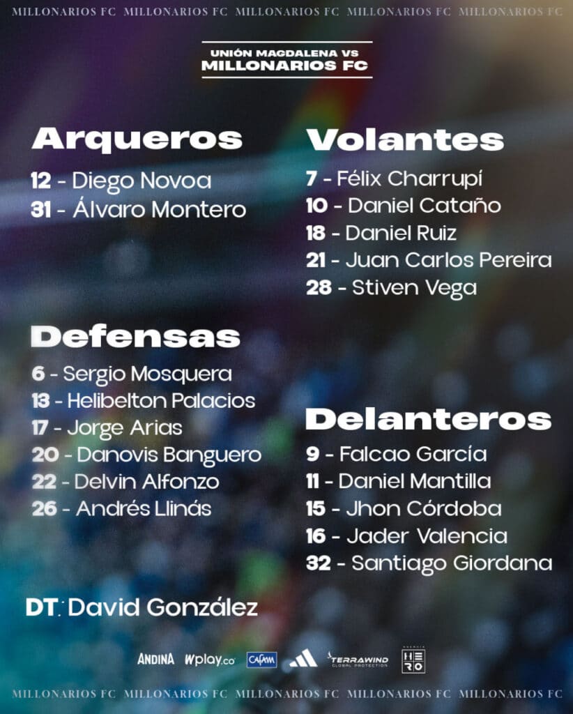 convocados de millonarios vs union magdalena