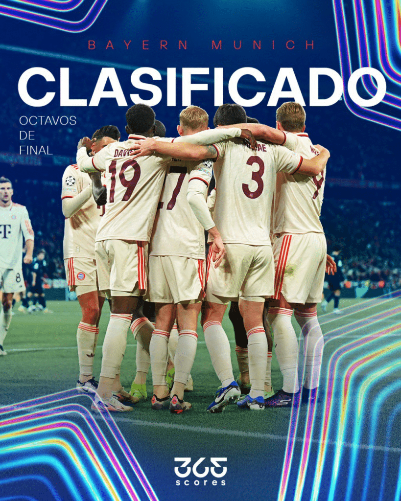 Bayern Múnich está entre los 16 mejores de la Champions League.