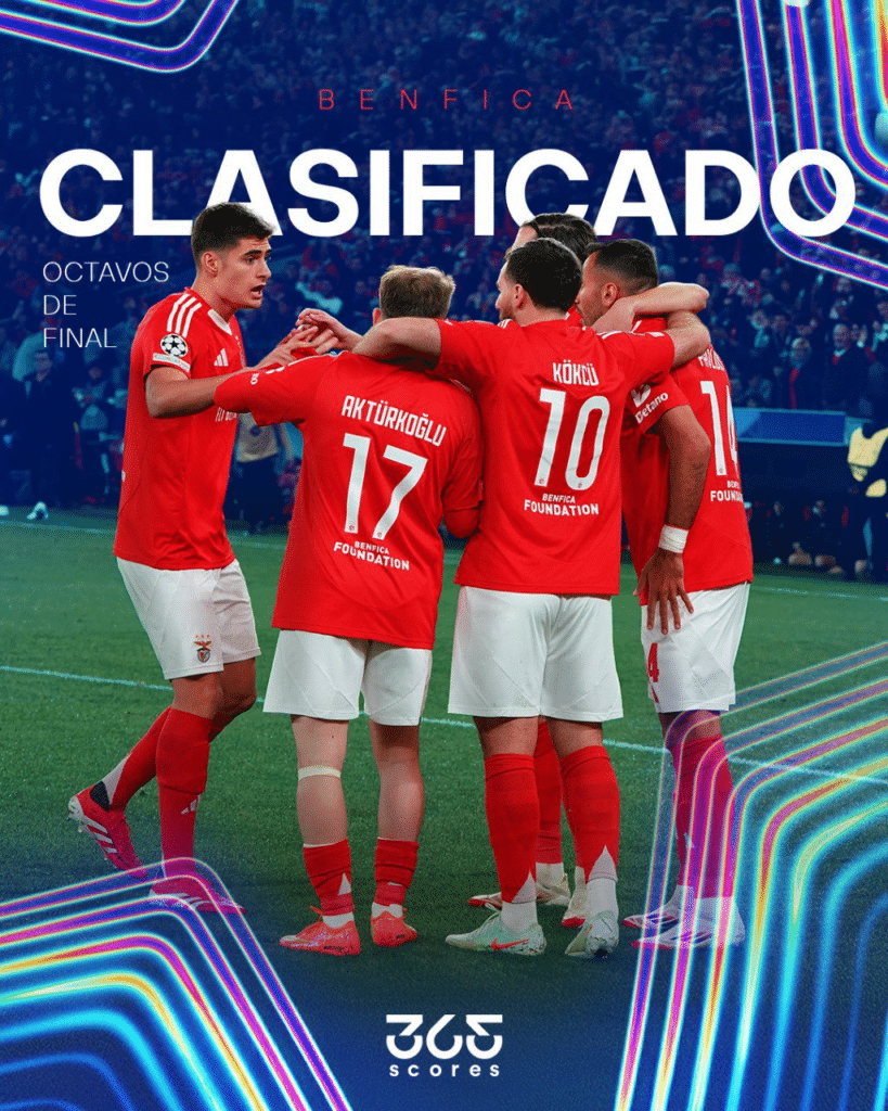 Benfica está en octavos de la Champions League.