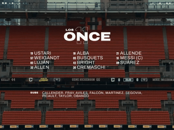 Alineación confirmada del Inter Miami con Lionel Messi.