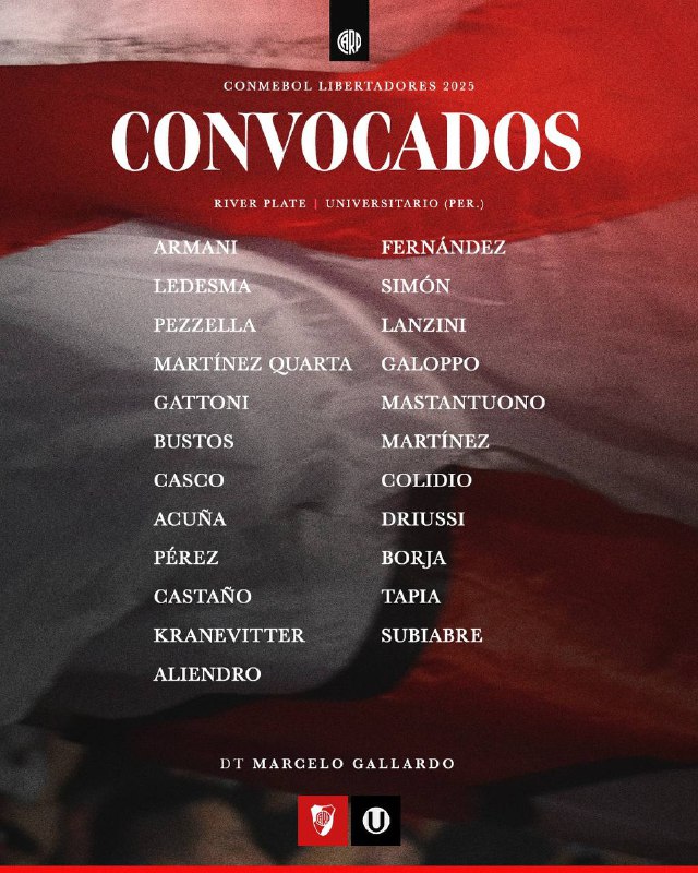 River hoy convocados vs Universitario