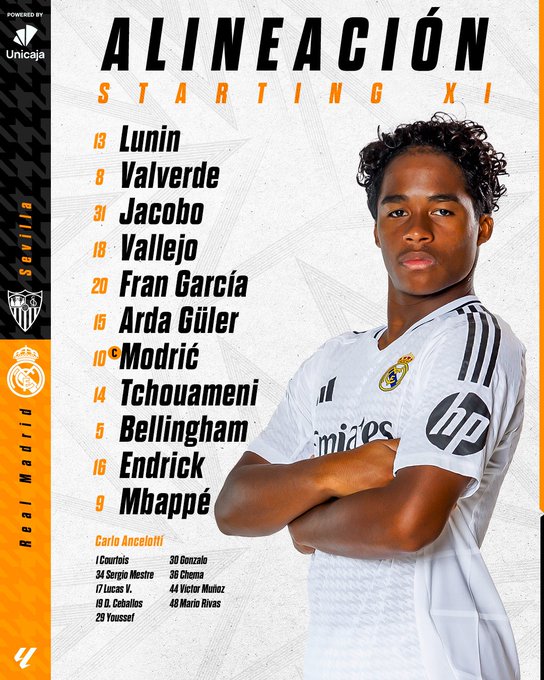 Real Madrid confirmó el XI titular vs Sevilla.