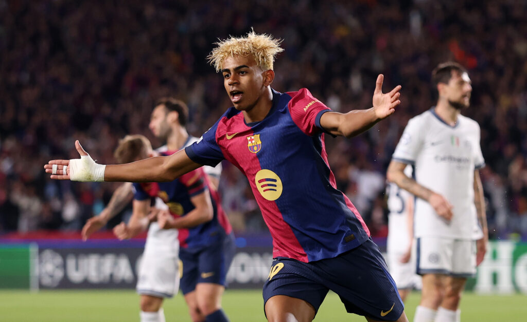 Inter vs Barcelona: Lamine Yamal nos regaló un partidazo en la ida, dónde los mismos rivales lo consideraron como uno de los mejores jugadores del mundo.(Photo by Carl Recine/Getty Images)