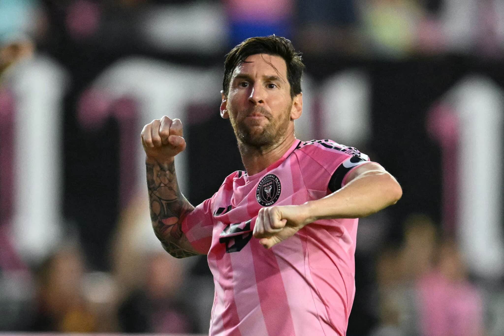 El festejo de Lionel Messi hoy tras el gol vs Montreal