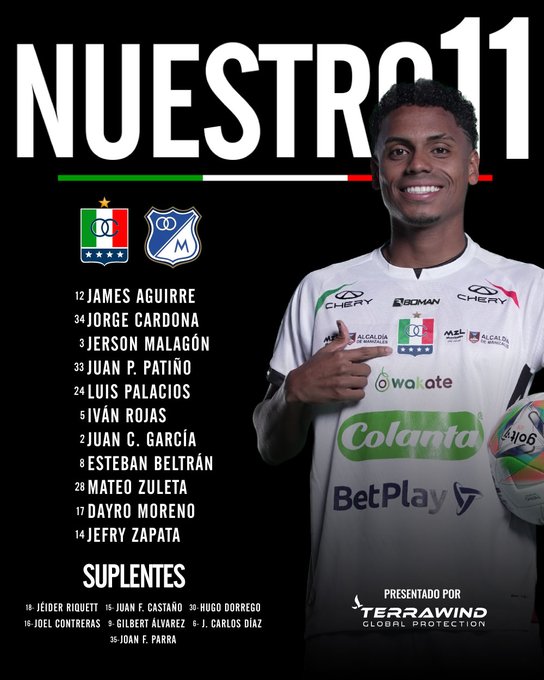 Este es el XI titular de Once Caldas. 